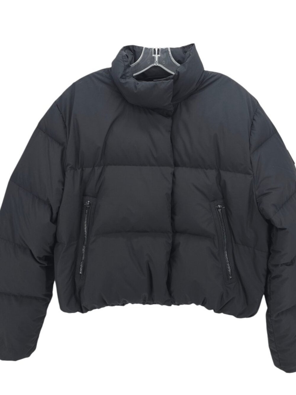ATHLETA Summit Down Fill Cropped Puffer Jacket Black Size LARGE